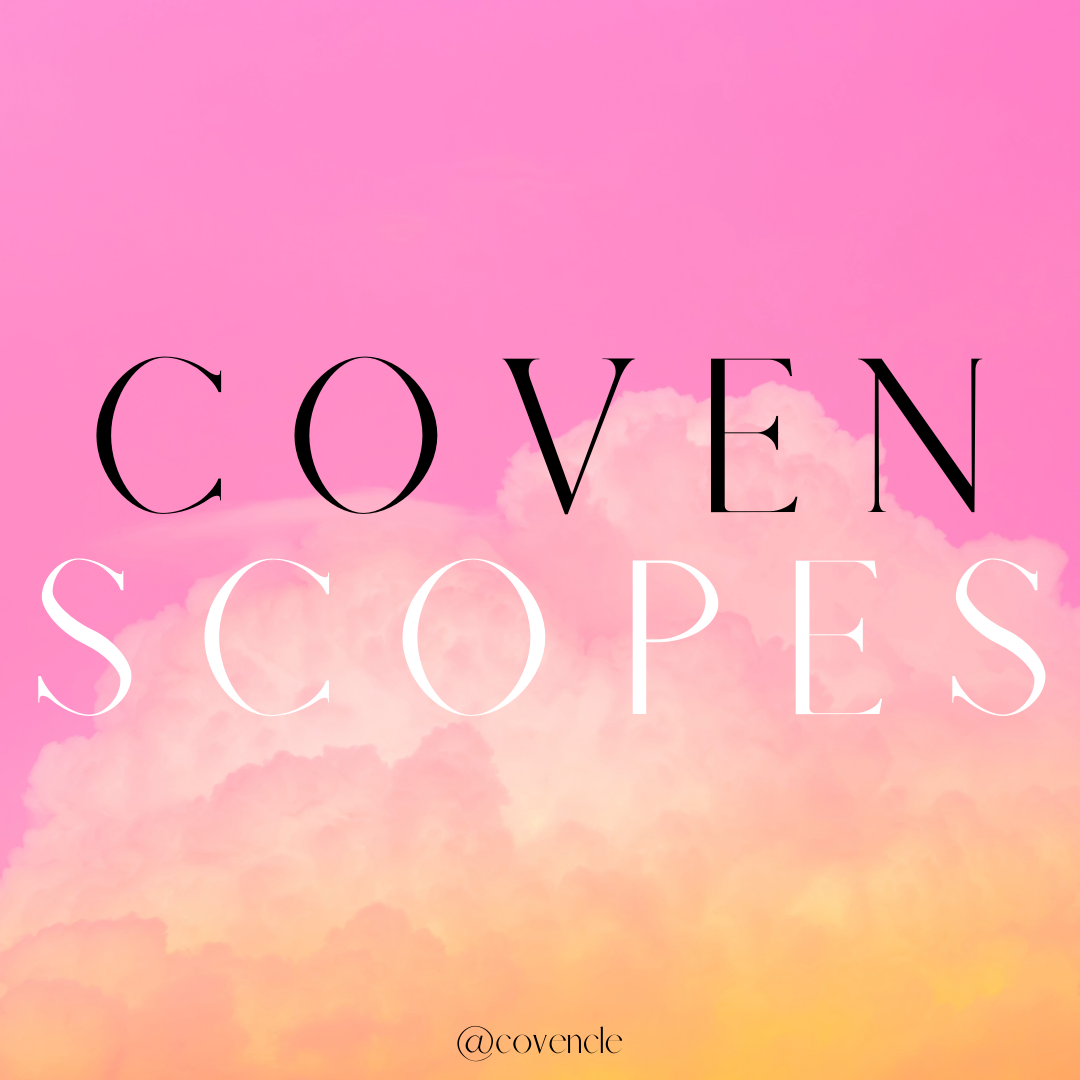 covenscopes with pink and orange sky and clouds