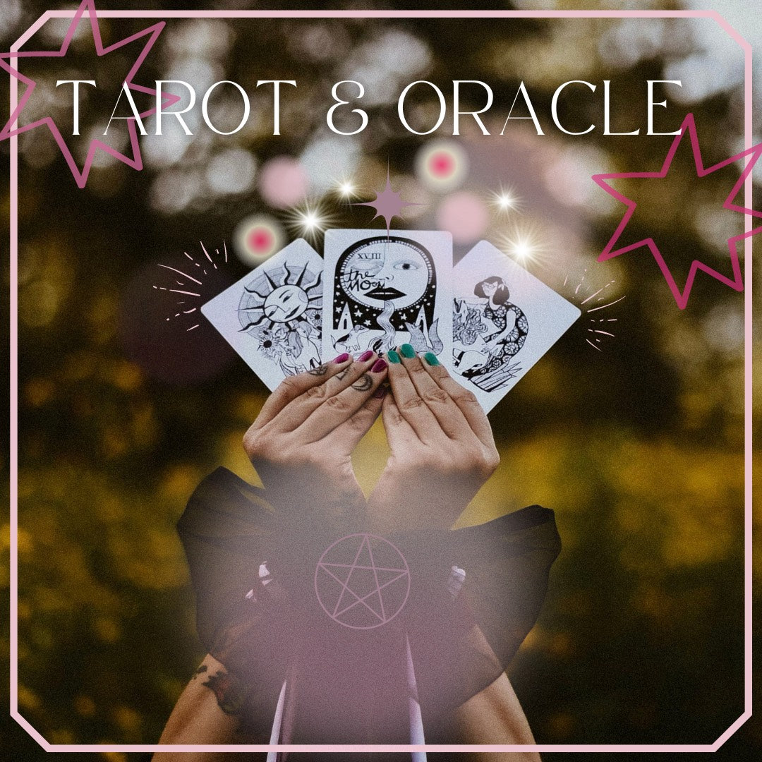 Tarot cards held in the air