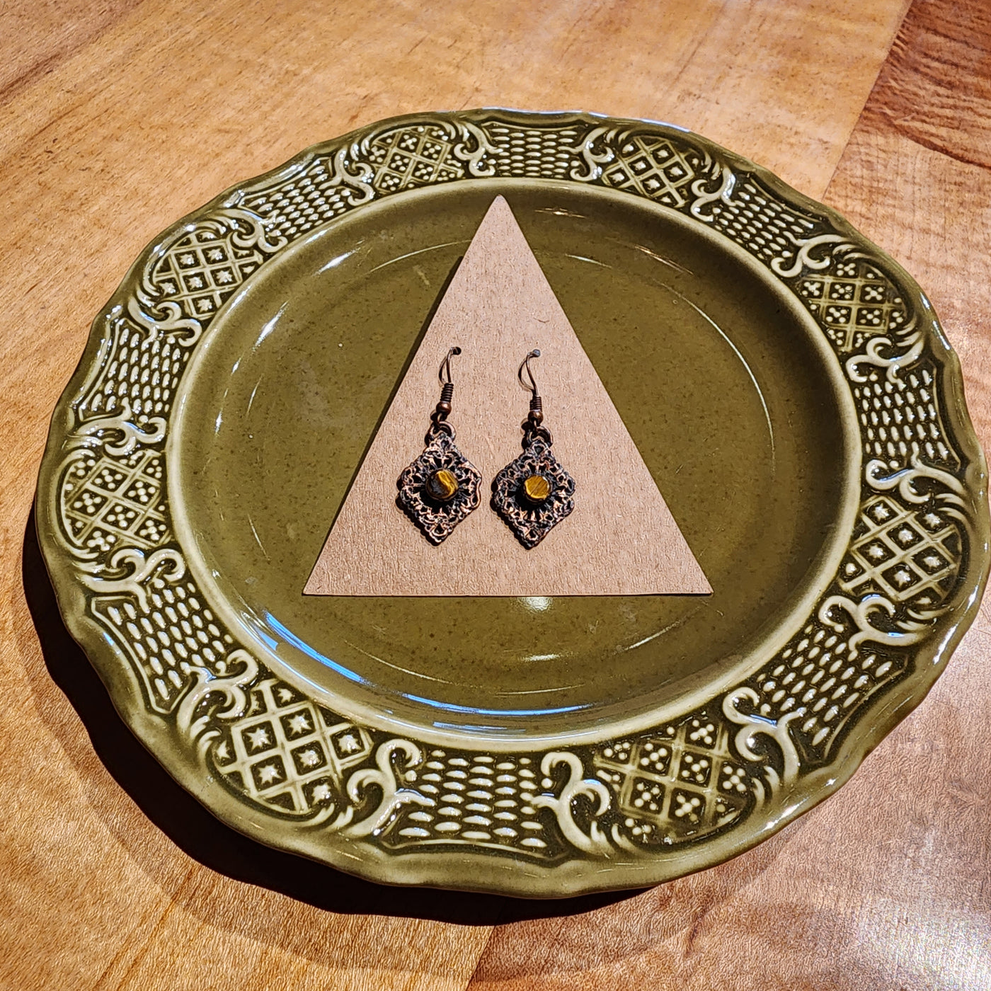 Rocks Are People Too Tiger's Eye Doily Earrings