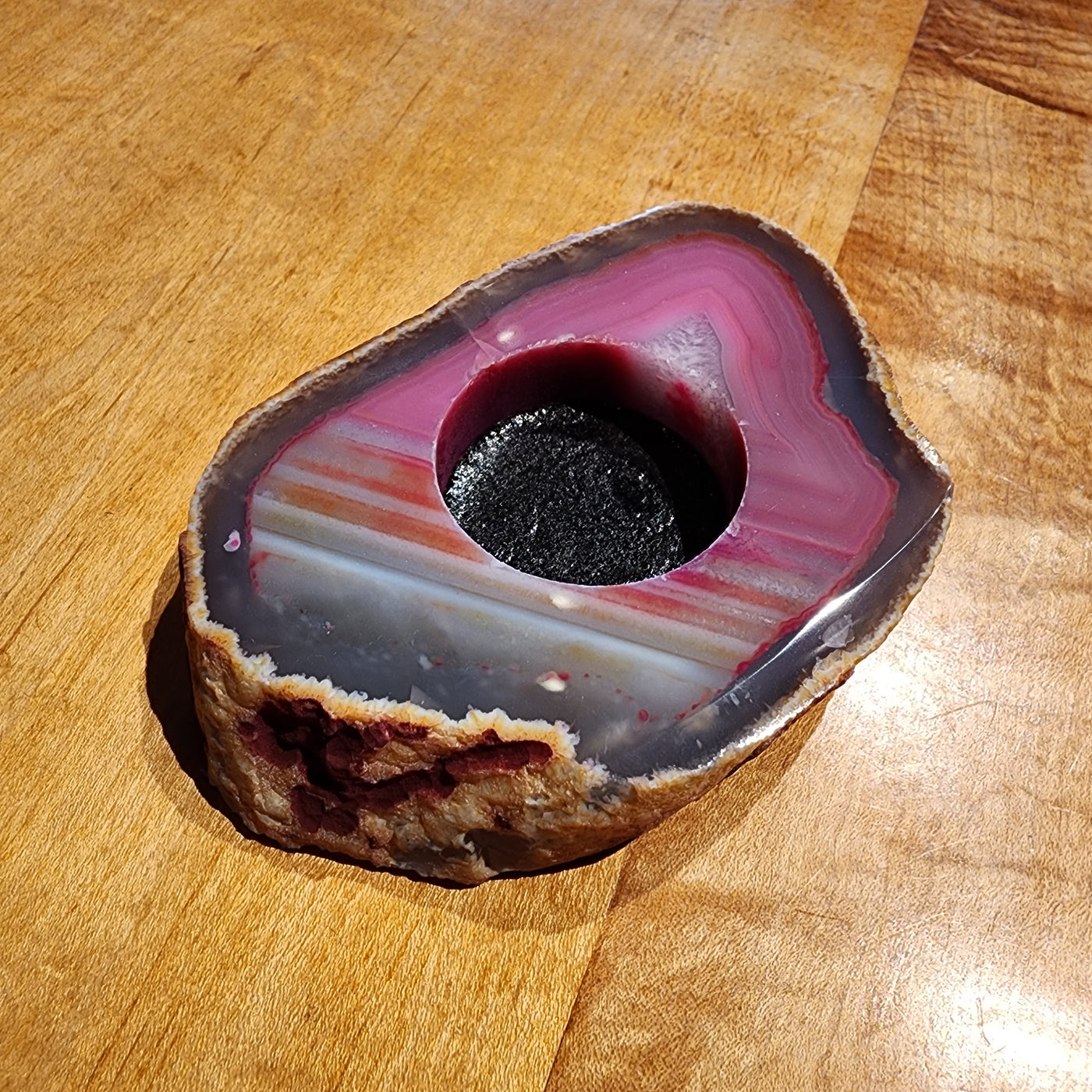 Agate Candle Holder Pink & Grey