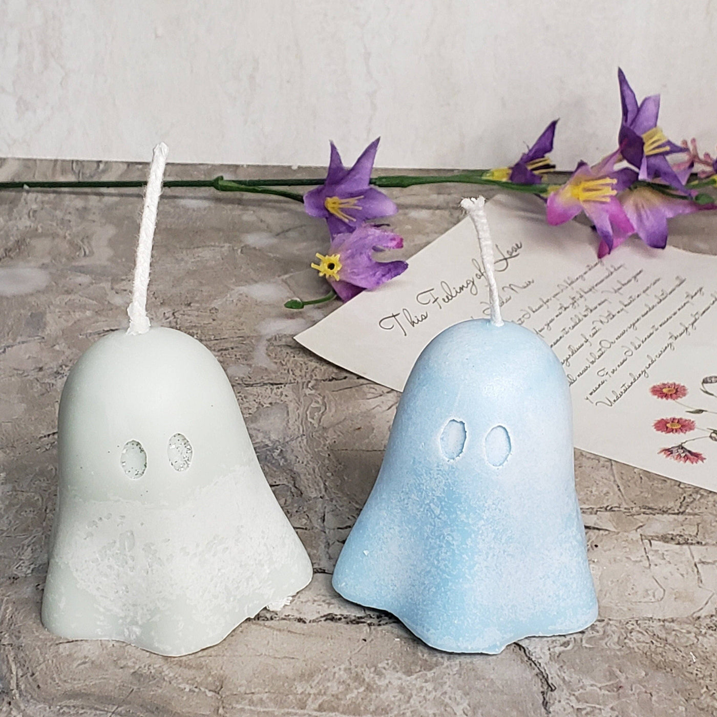 Soy Wax Ghost Candle, Soy Candle, Halloween Candle, Scented: Midnight Jasmine / Blue