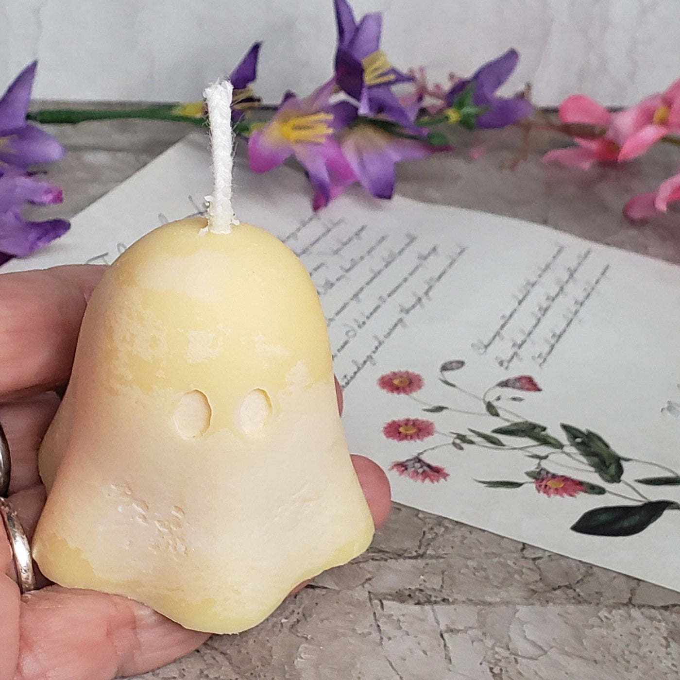 Soy Wax Ghost Candle, Soy Candle, Halloween Candle, Scented: LavenderSageRosmary / White