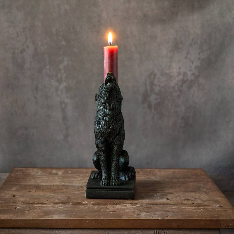 Ululanoctis Haunted Mansion Wolf Candle Holder