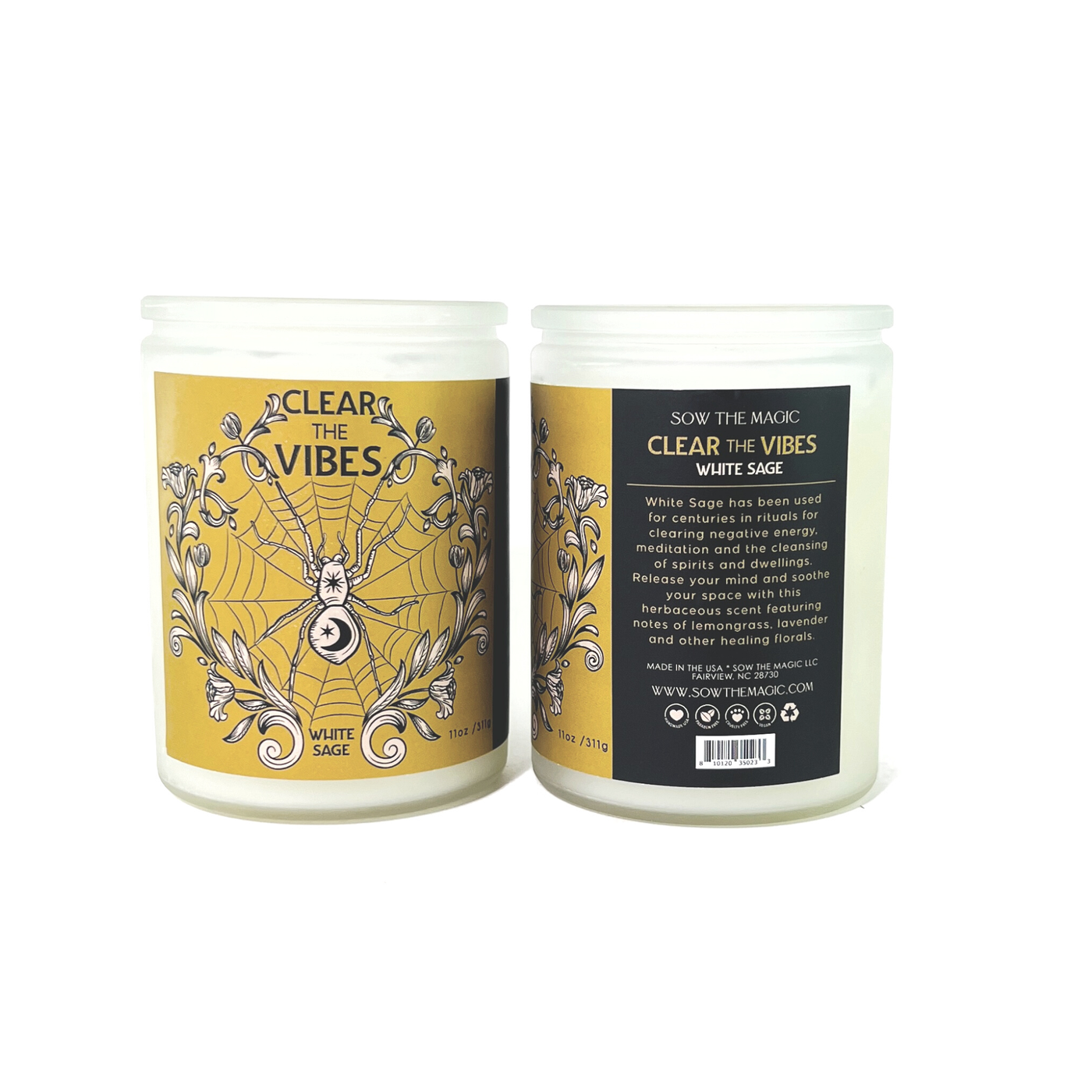 Clear the Vibes Garden Energy Clearing Candle in White Sage